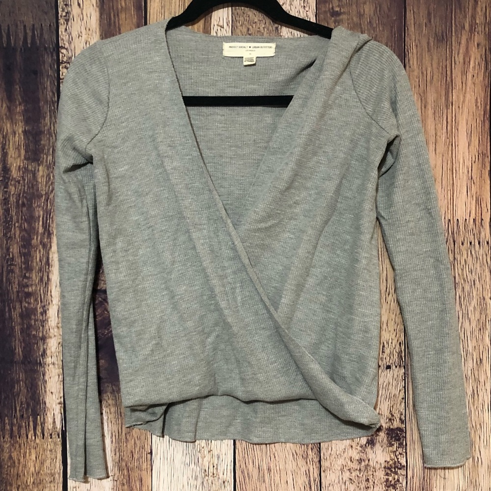 Project Social Drew Surplice Thermal Wrap Tee Gray